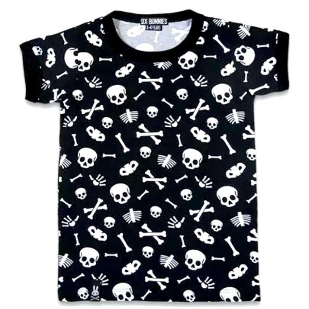 Skulls & Bones Kids Tee Punk Rockabilly Halloween Toddler Shirt 3-4 Years NWT